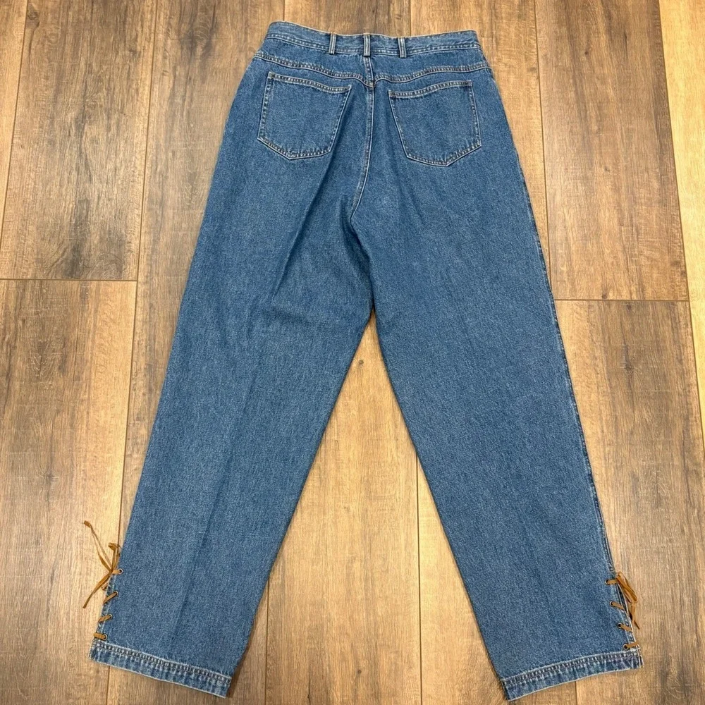 Stonebridge Womens Vintage Lace Up Hem-‎ Denim Jeans Size 12 Western Cowgirl
